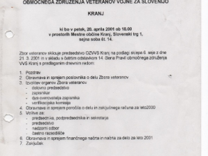 Vabilo veteranov 2001 - Kranj