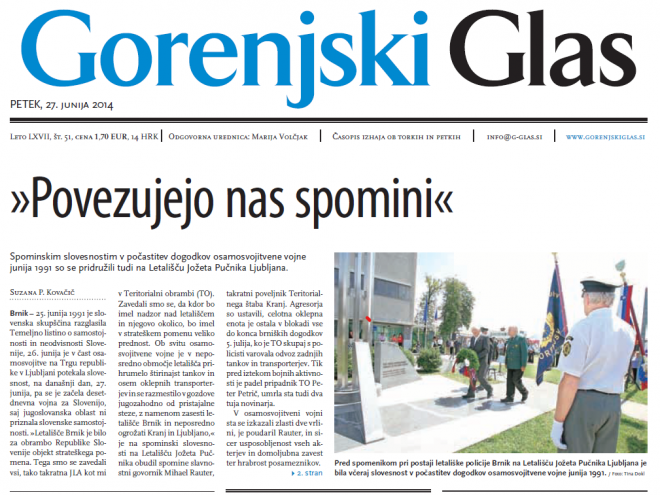 Gorenjski glas 27. 6. 2014