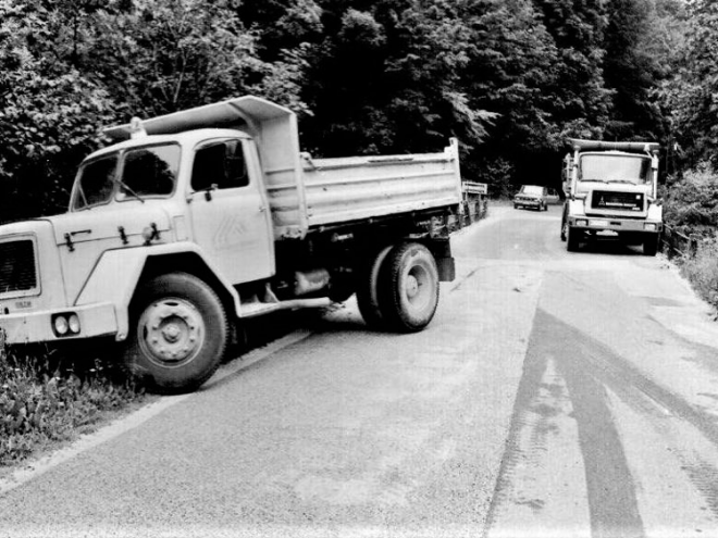 Cestna blokada v Potočah  Foto: Arhiv UNZ Kranj-Slavko Hočevar